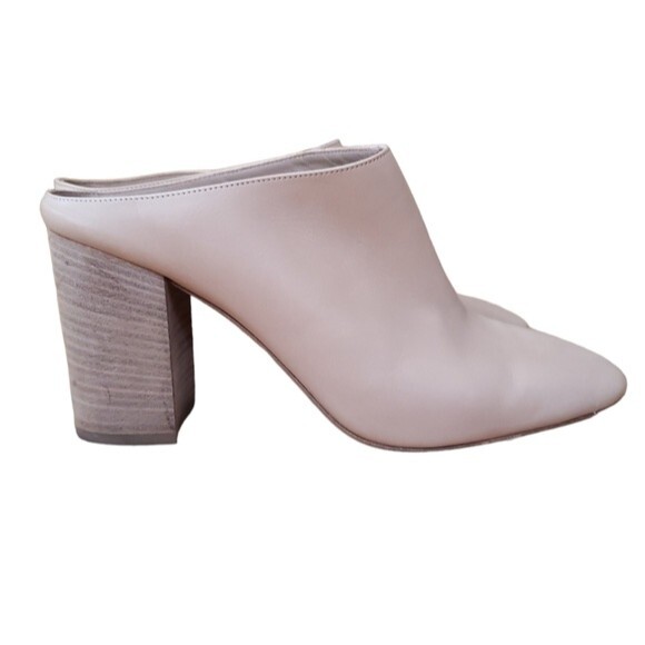 Vince Old Money Soft Leather Block Heel Mules Women's Size 9.5 Nude Beige Office - Picture 1 of 5